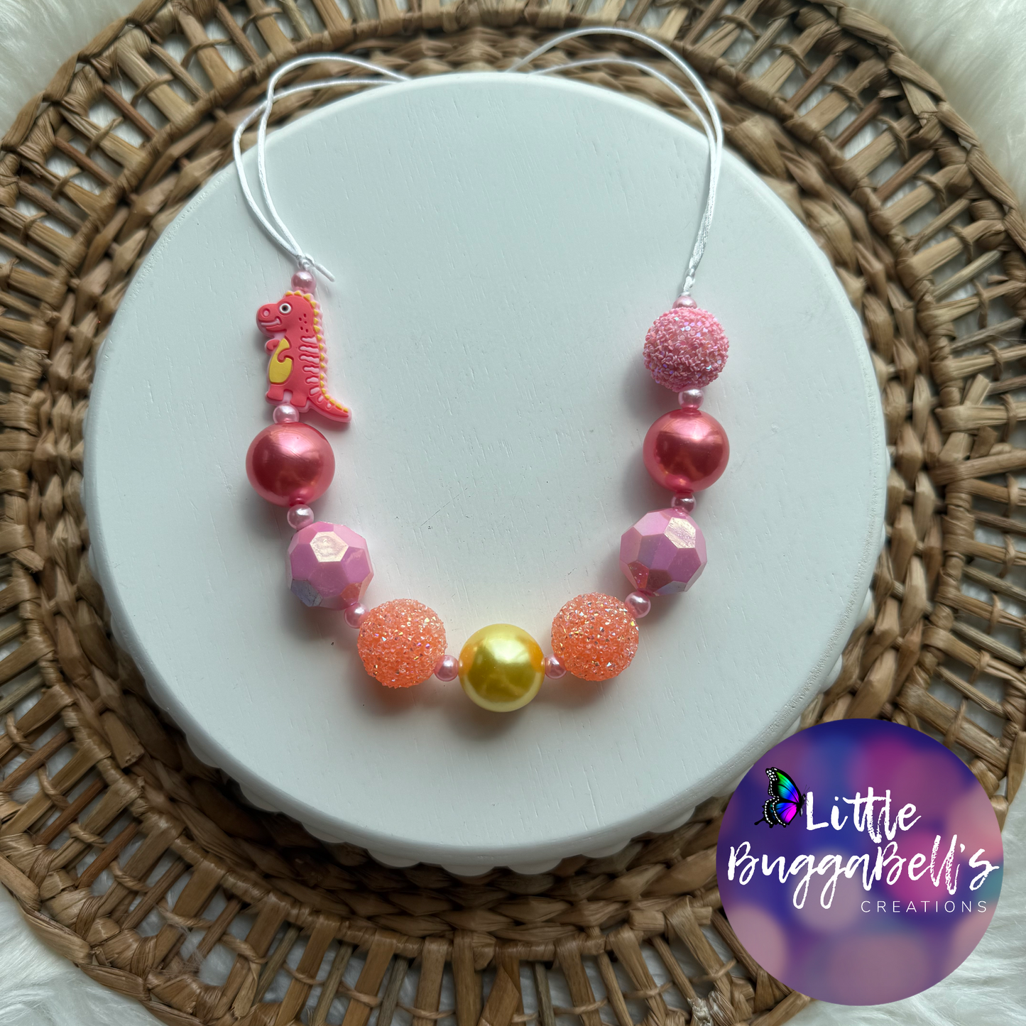 Summersaurus Adjustable Bubblegum Necklace