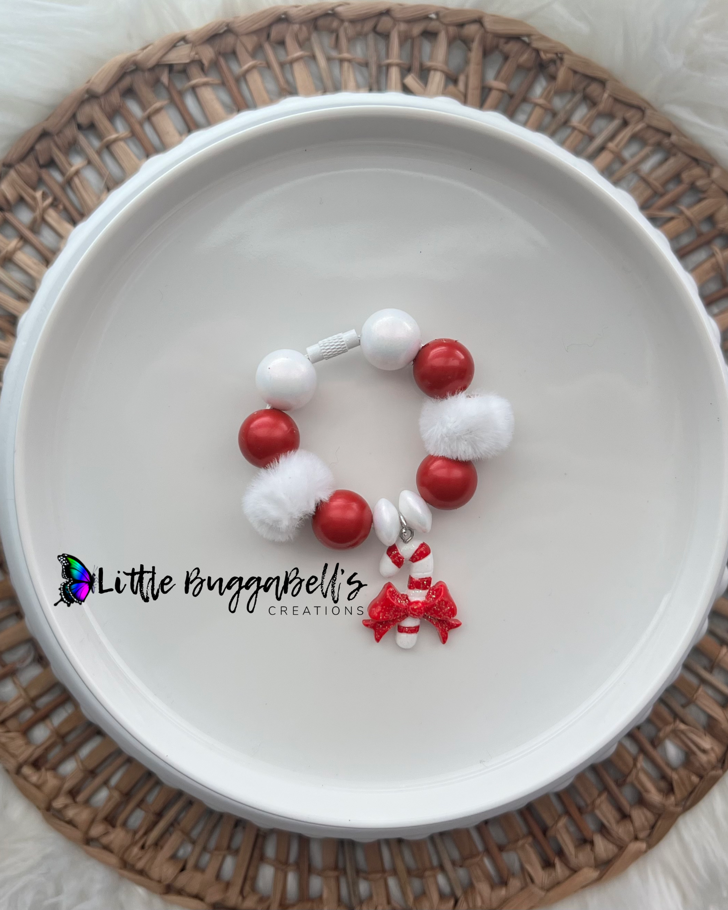 Candy Cane Creme Cup Handle Charm