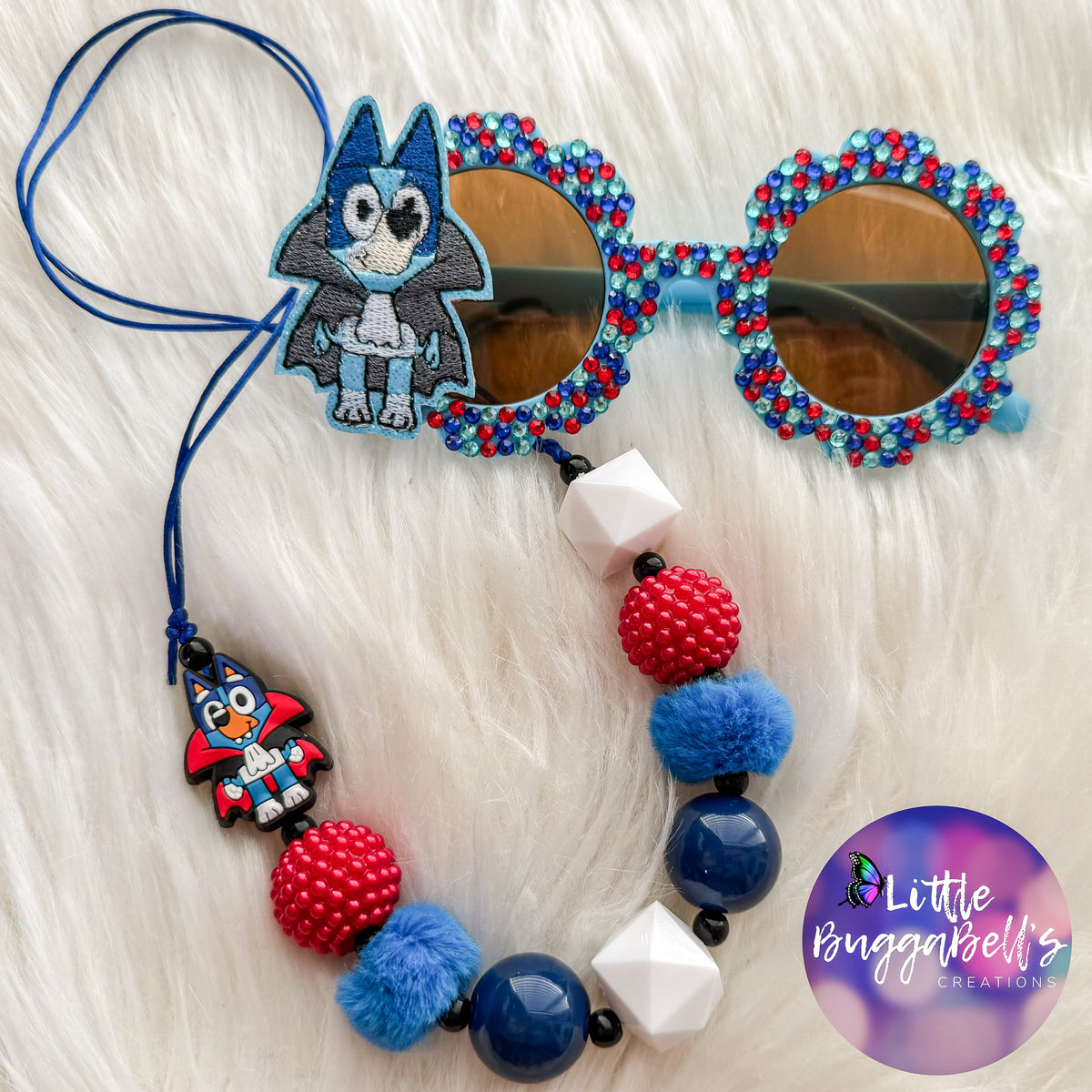 Blue Dog Vampire Sunnies and Necklace Bundle