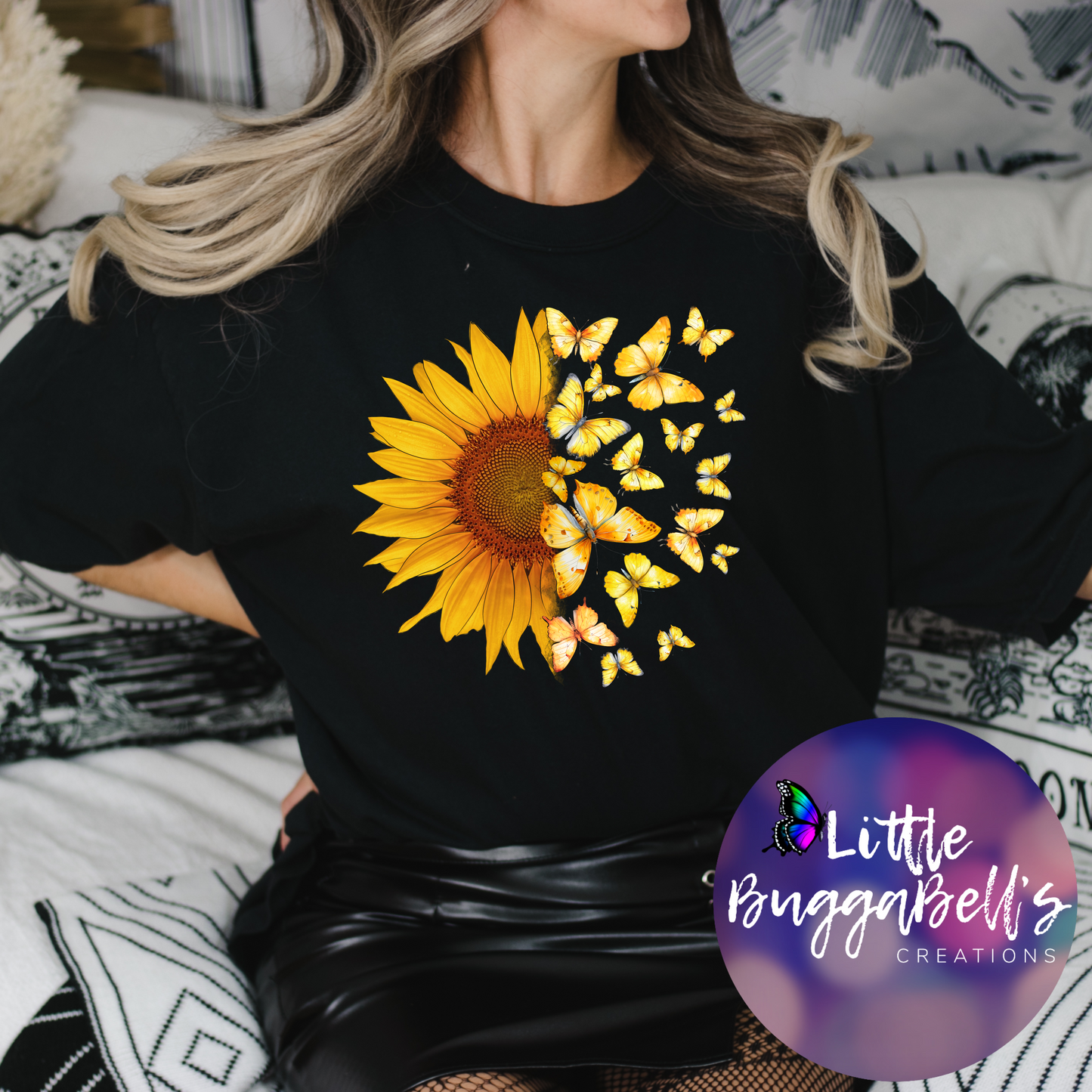 Comfort Colors Sunflowers and Butterflies Shirt