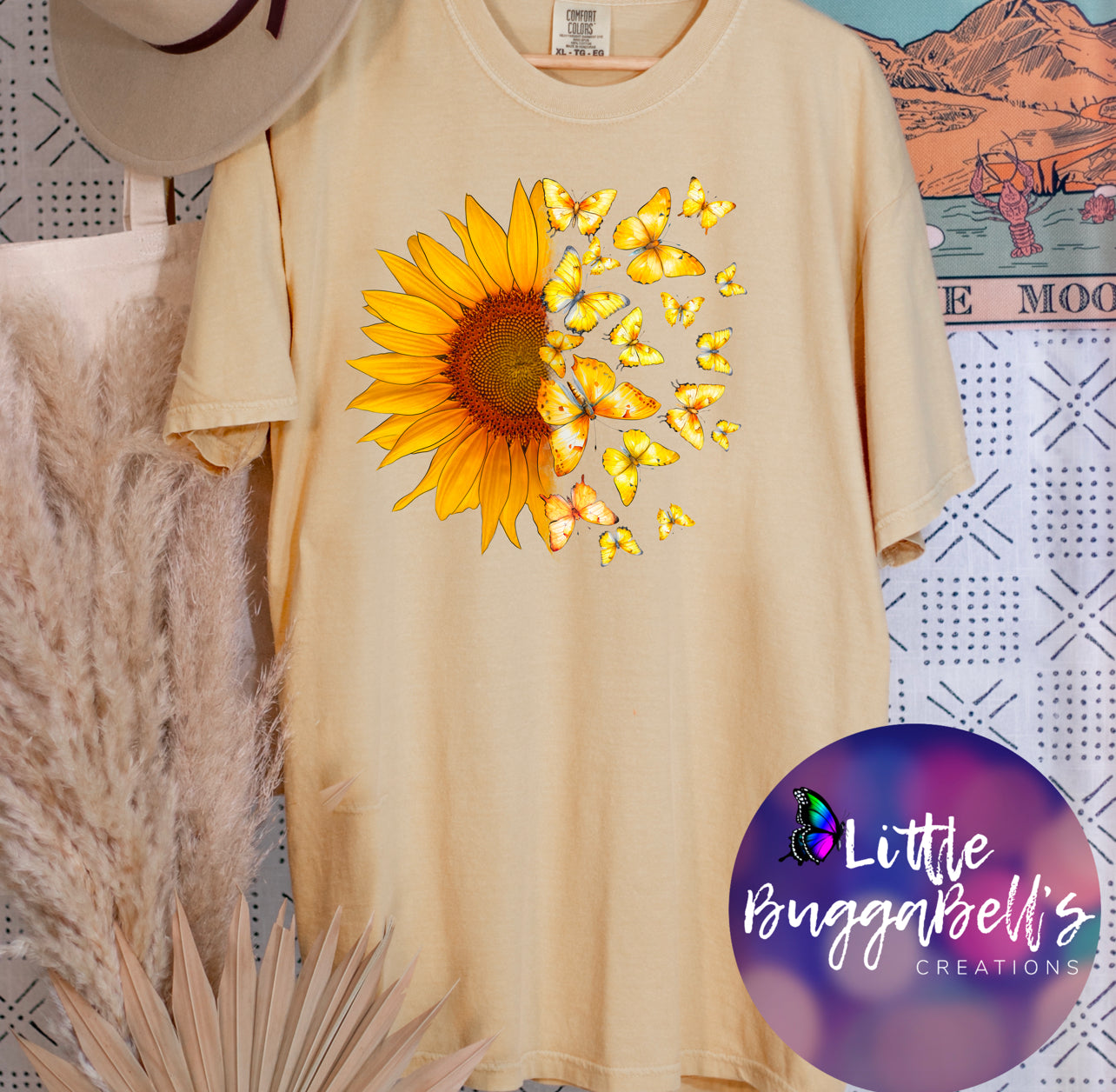 Comfort Colors Sunflowers and Butterflies Shirt