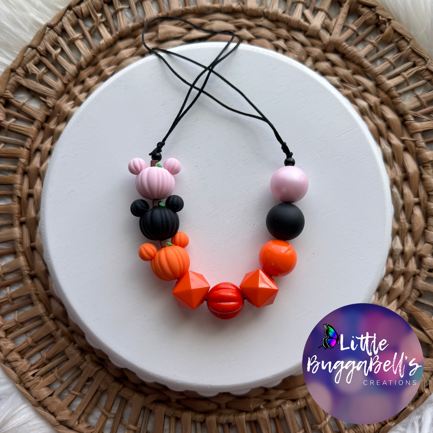 OOAK Pumpkin Mouse Adjustable Bubblegum Necklace