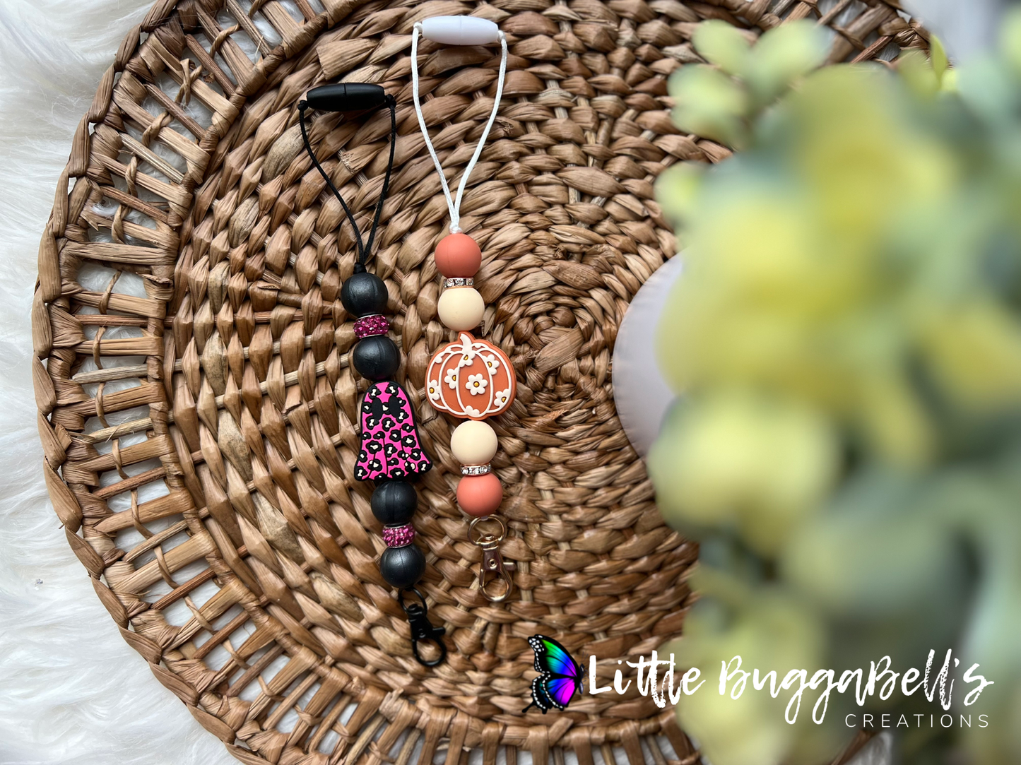 Pink Ghostie and Floral Pumpkin Freshie Hanger