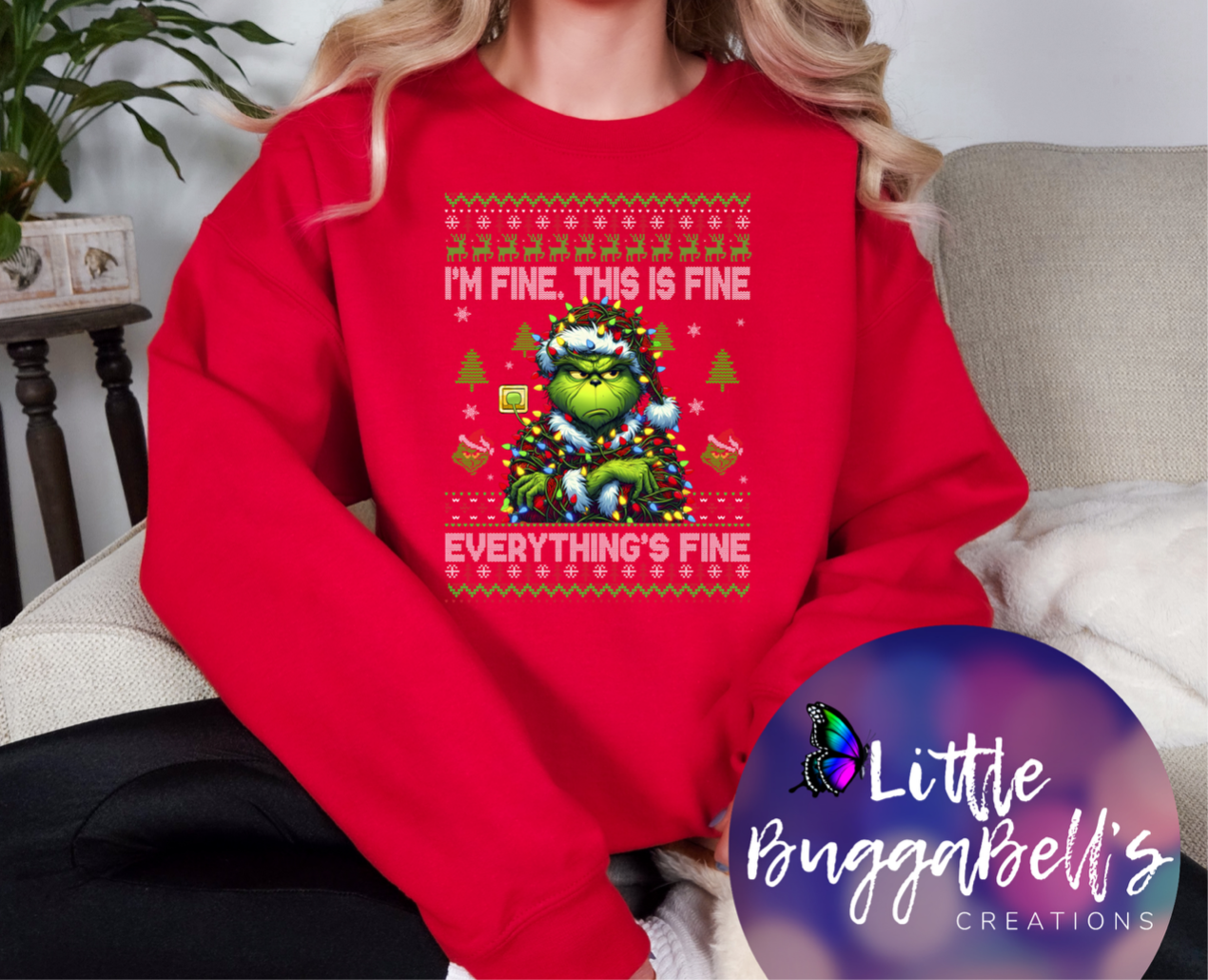 I’m Fine Green Guy Sweater