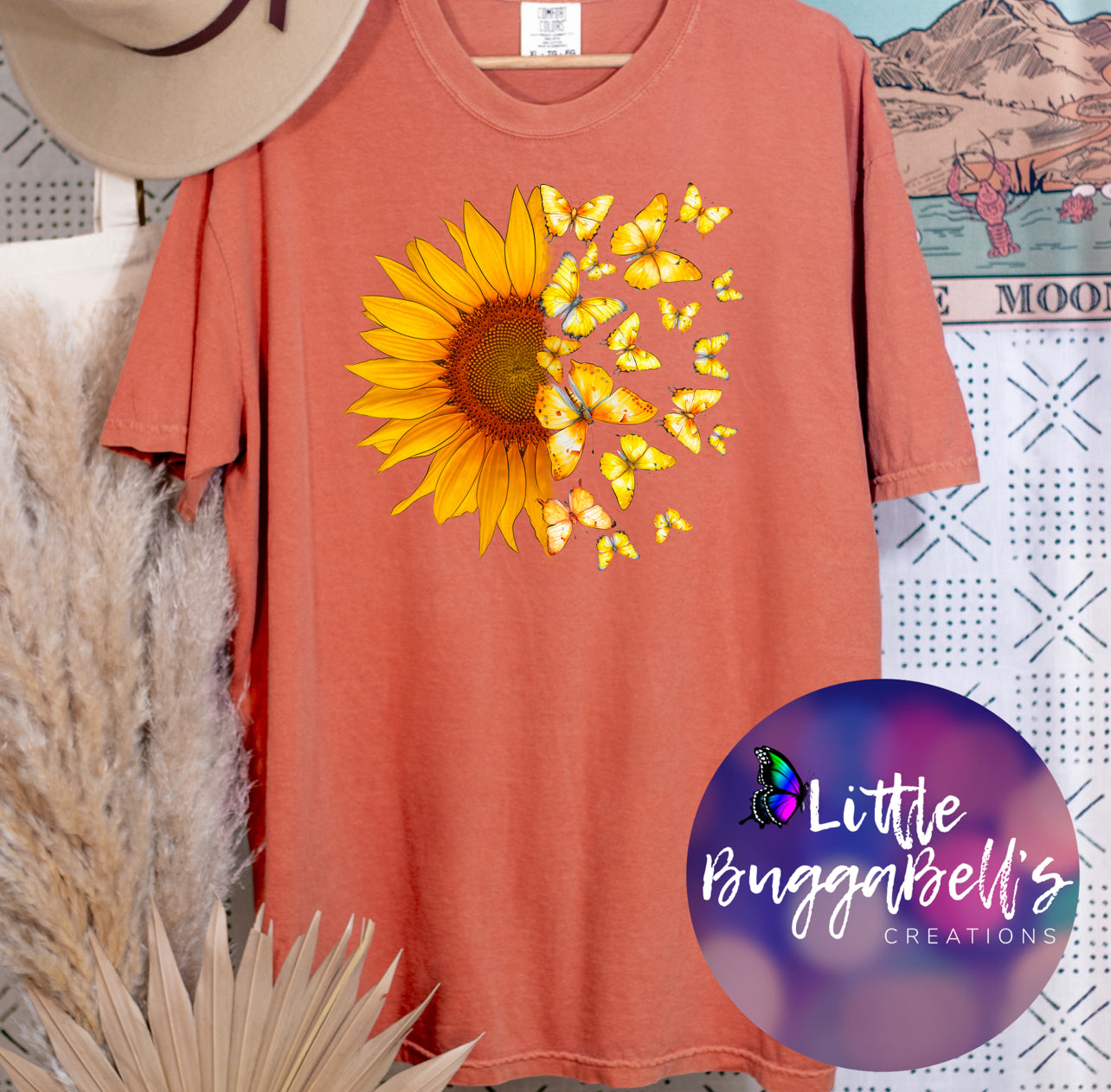 Comfort Colors Sunflowers and Butterflies Shirt