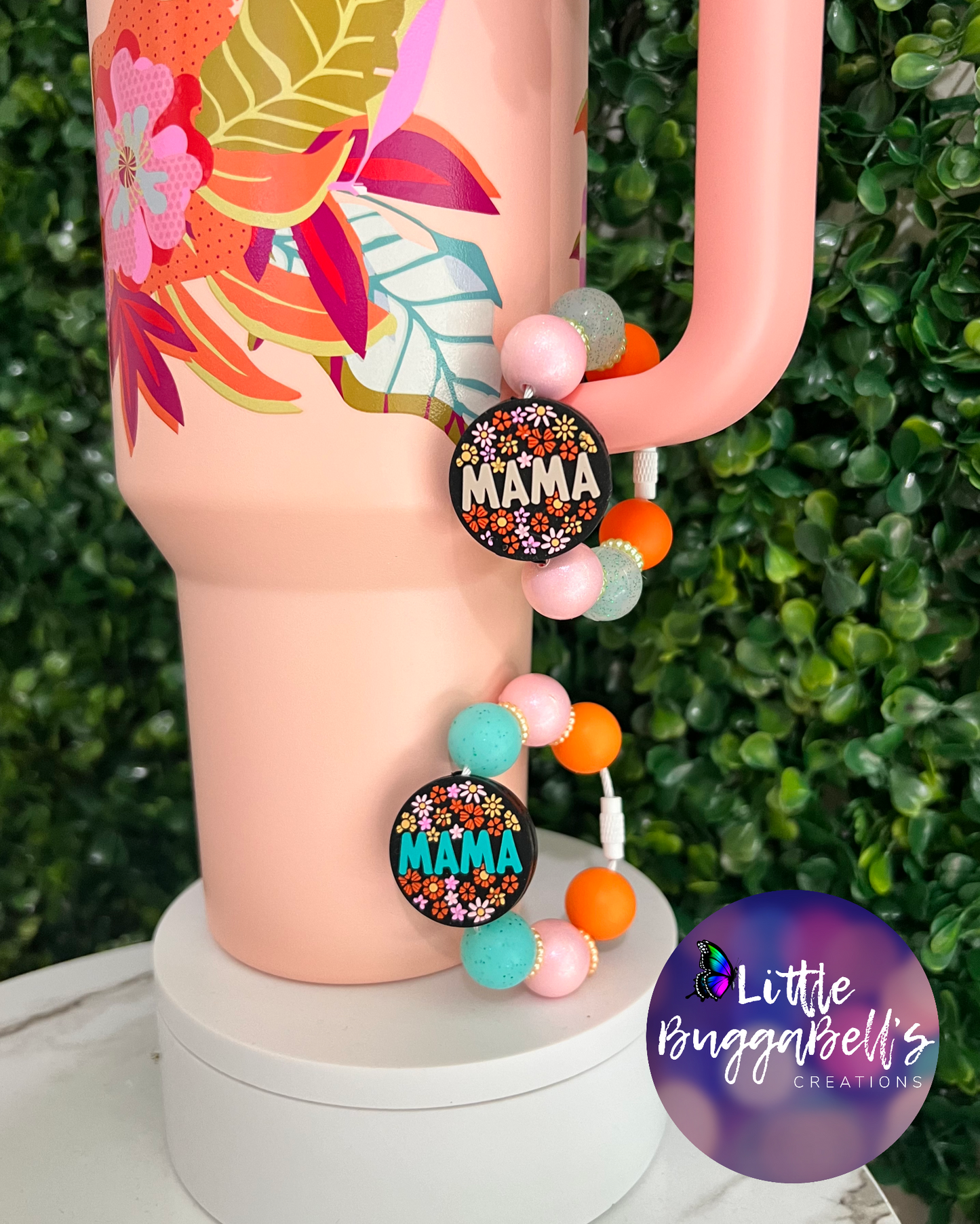 MAMA flowers Handle Charm for Tumblers