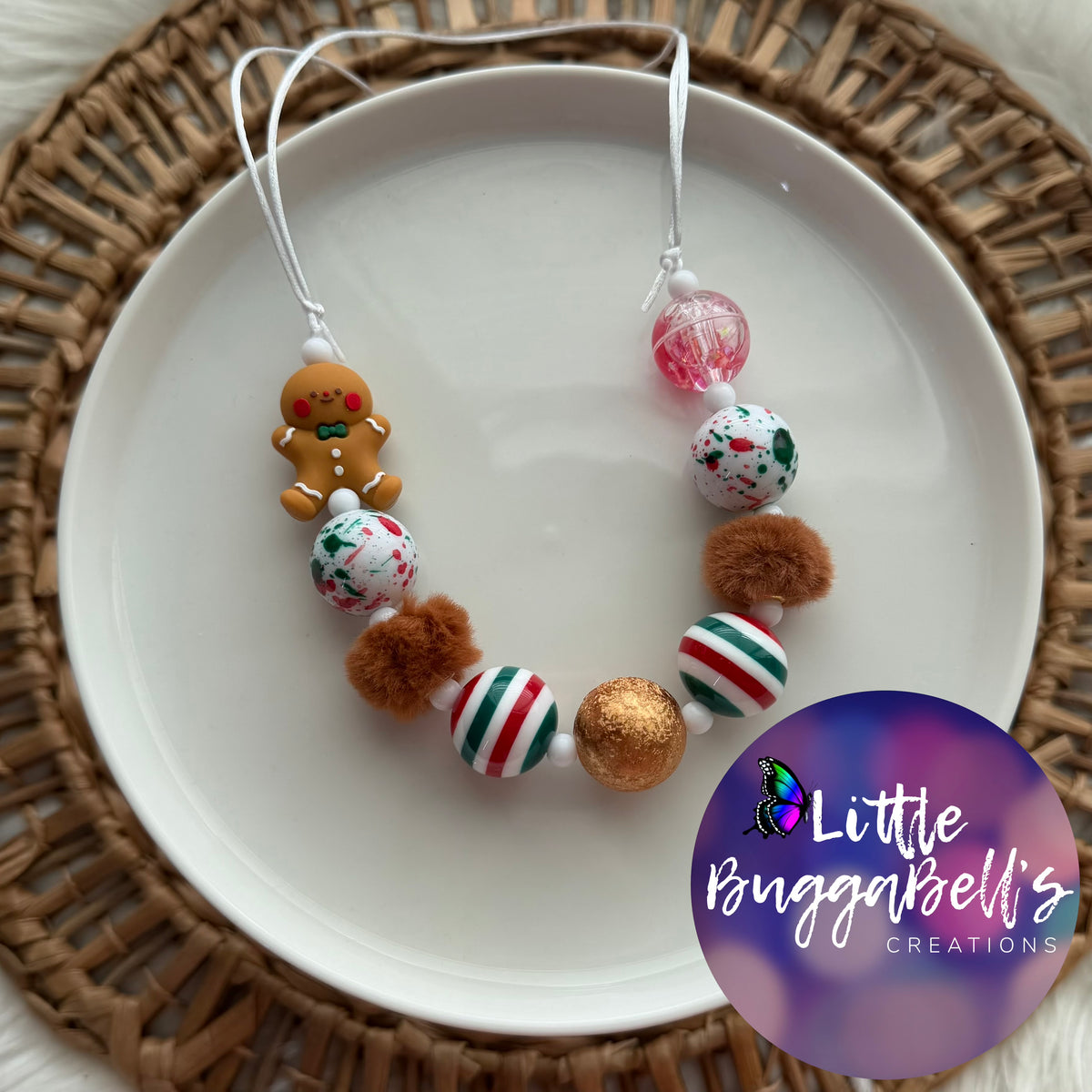Gingerbread Adjustable Bubblegum Necklace