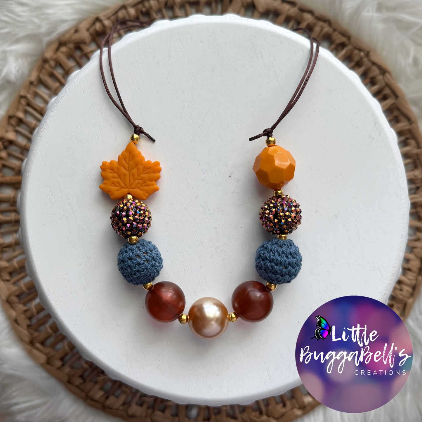 Orange Leaf Acrylic Bubblegum Adjustable Necklace