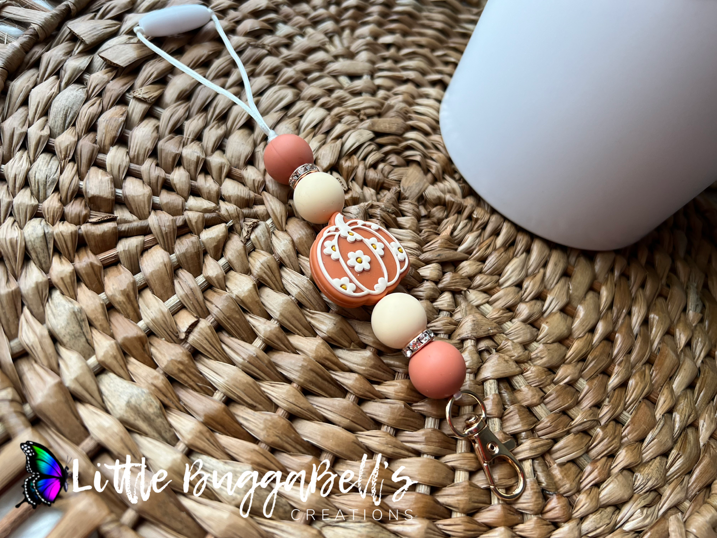 Pink Ghostie and Floral Pumpkin Freshie Hanger