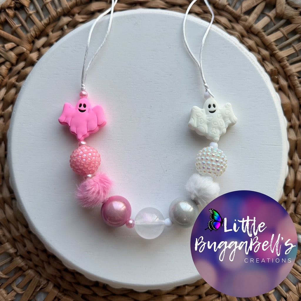 Pink to White Ghost Adjustable Bubblegum Necklace