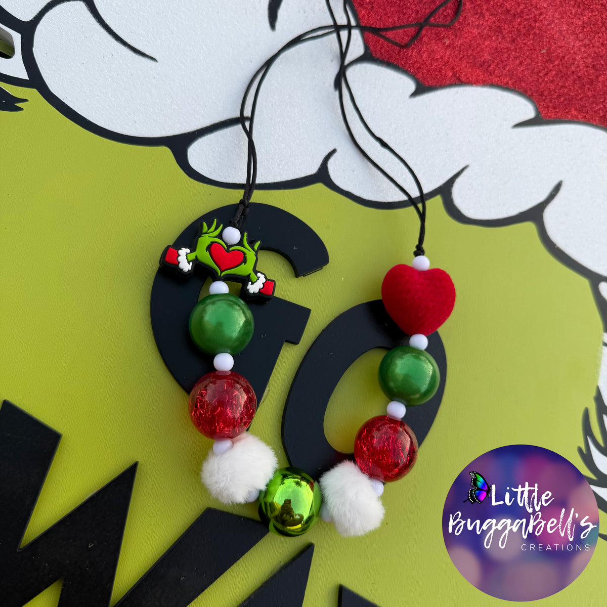 Green Guy Hands Adjustable Bubblegum Necklace
