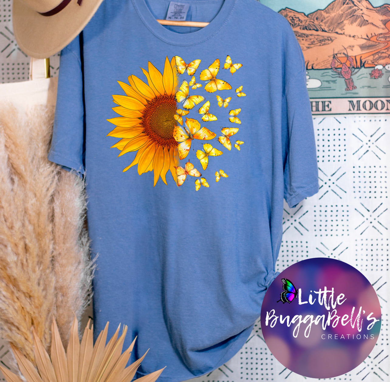 Comfort Colors Sunflowers and Butterflies Shirt