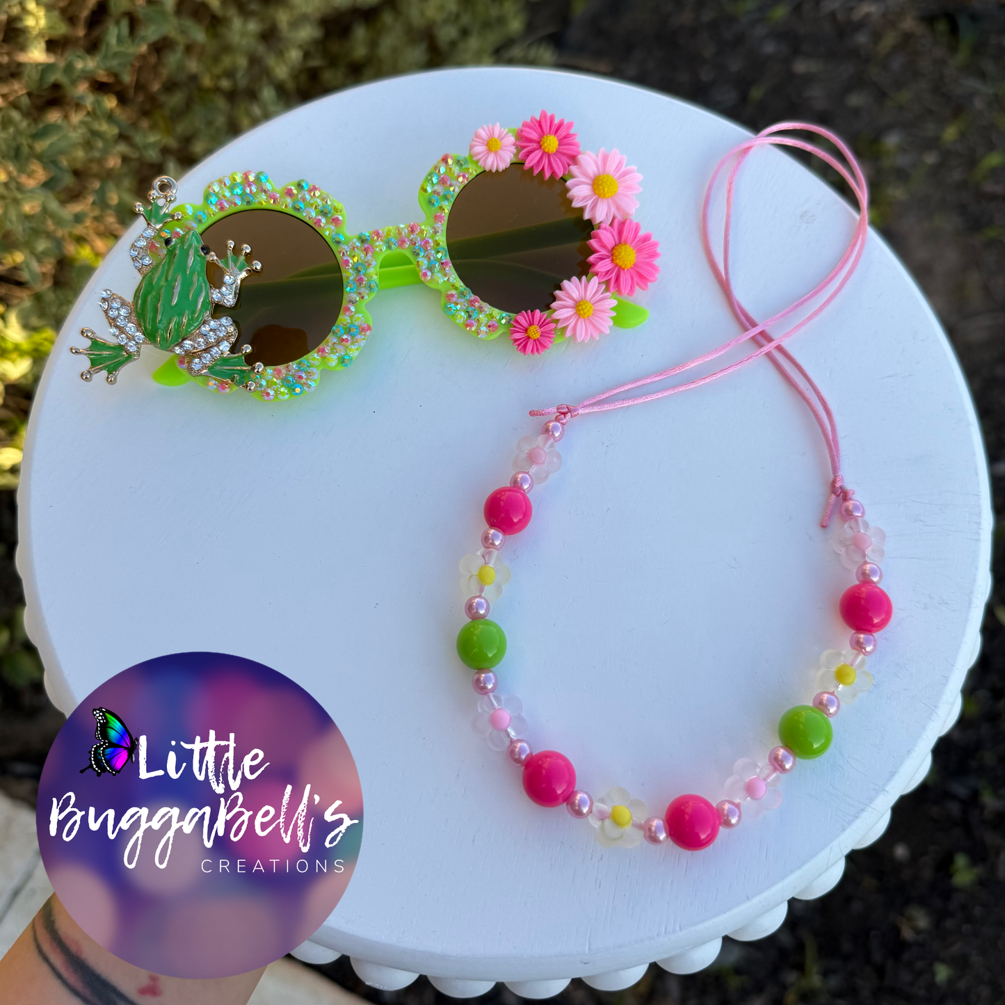 Frog Flowers Sunnies and Necklace Set