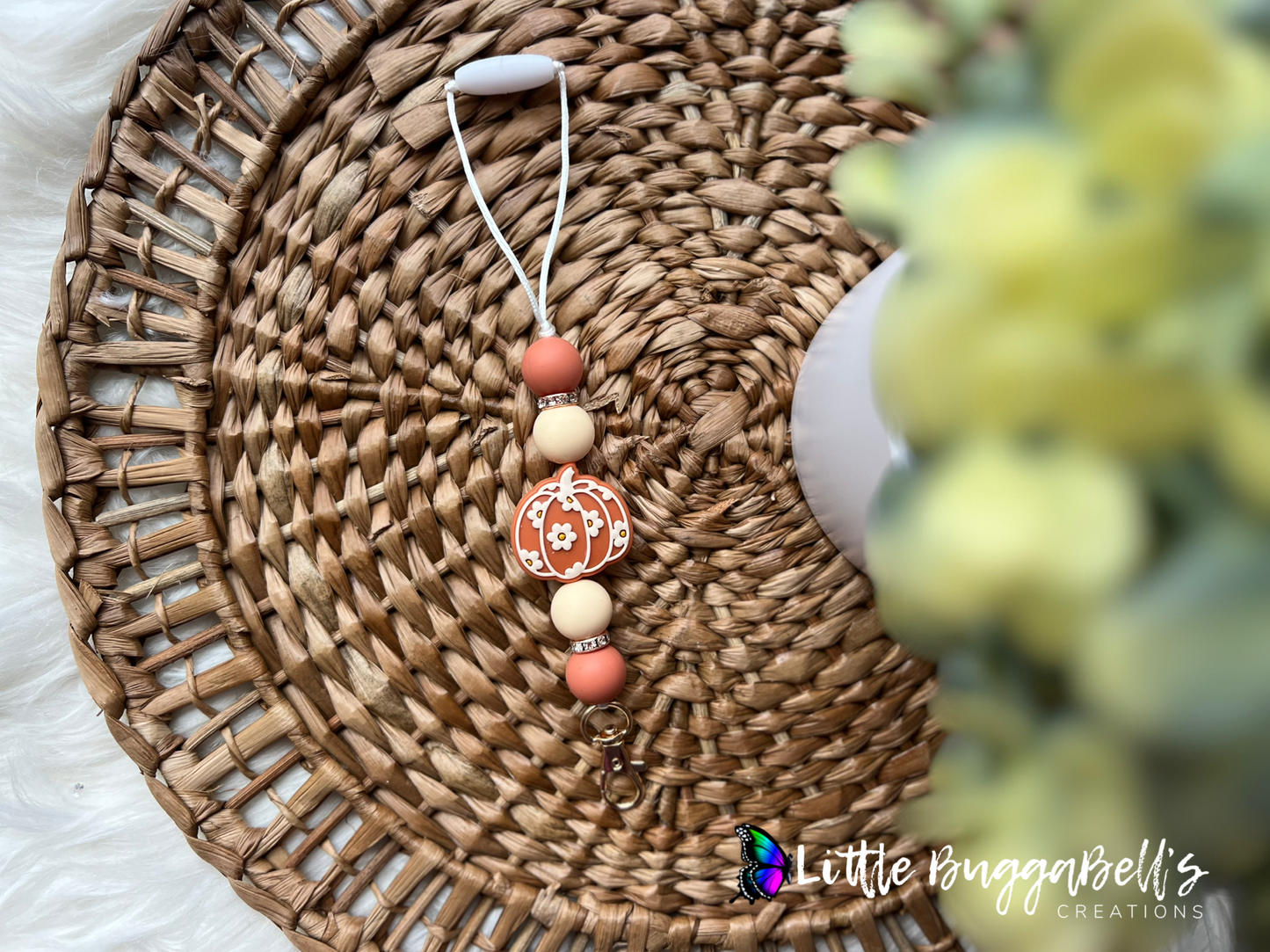 Pink Ghostie and Floral Pumpkin Freshie Hanger
