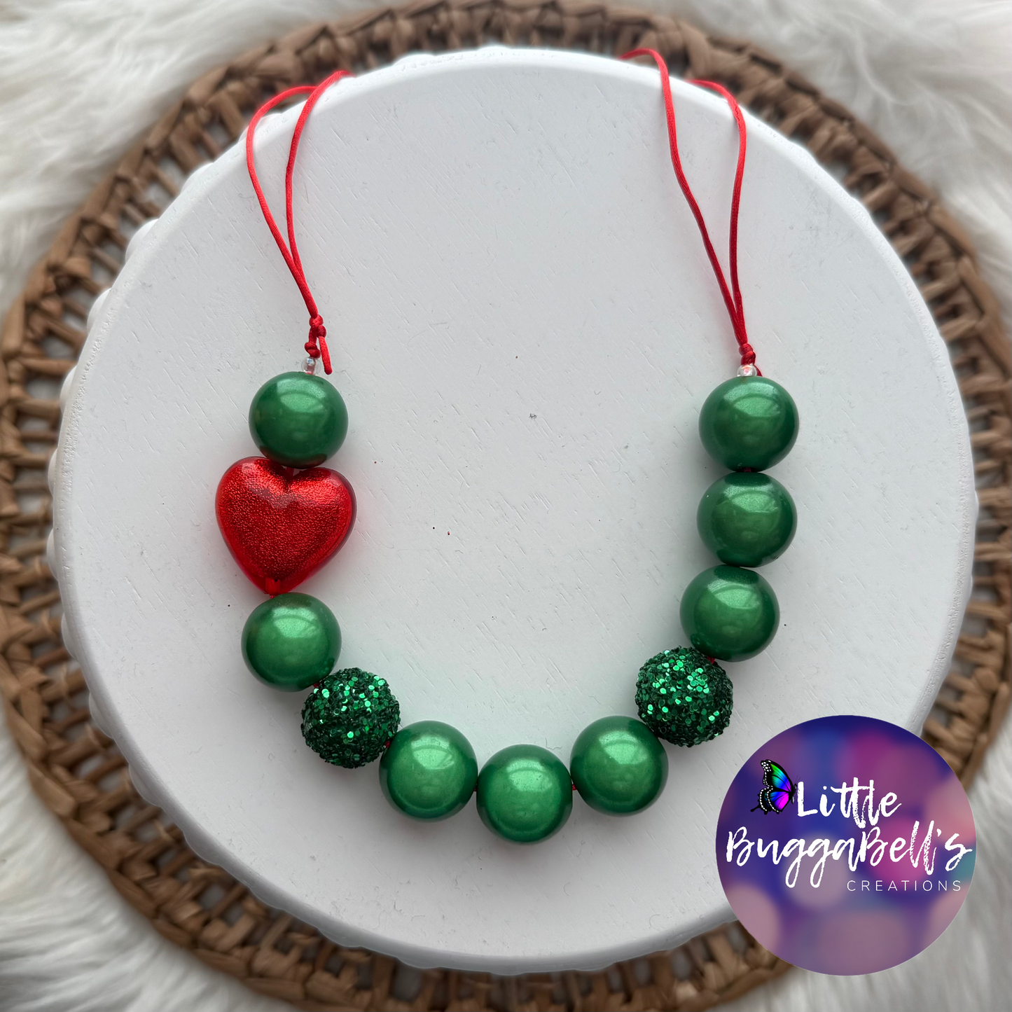 Bubblegum Heart That Grows Green Guy Adjustable Necklace