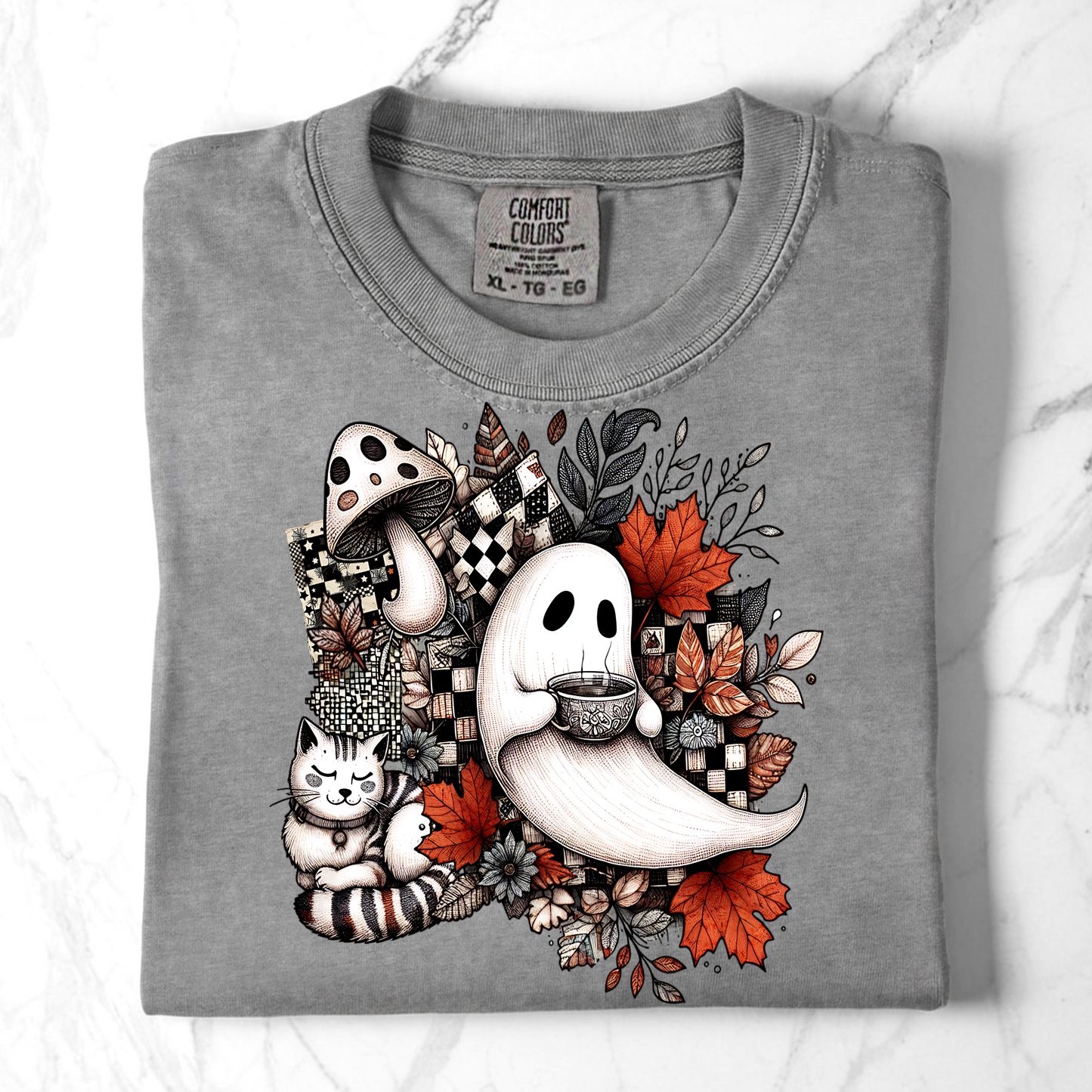 Ghosts and Cats Comfort Colors Shirts