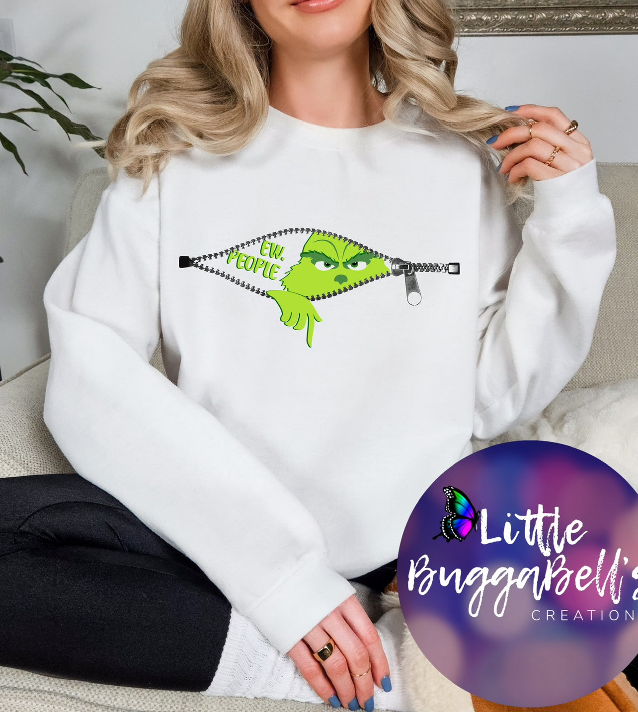 Ew People Zipper Green Guy Sweater