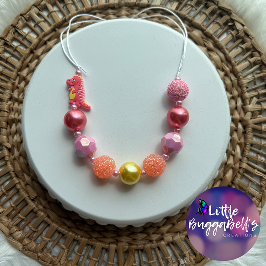 Summersaurus Adjustable Bubblegum Necklace