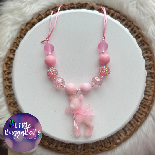 Pink Reindeer “Almost Bitty” Adjustable Necklace