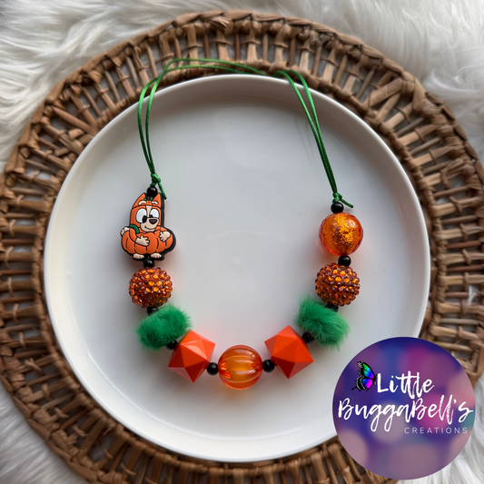 Pumpkin Dog Adjustable Bubblegum Necklace