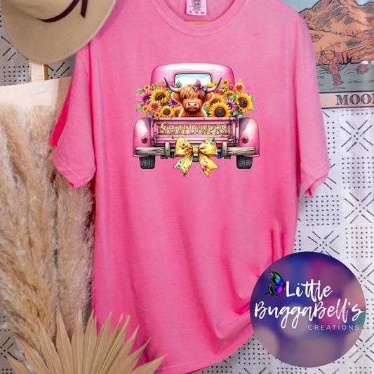 Comfort Colors Sunflower Cow Truck Shirt