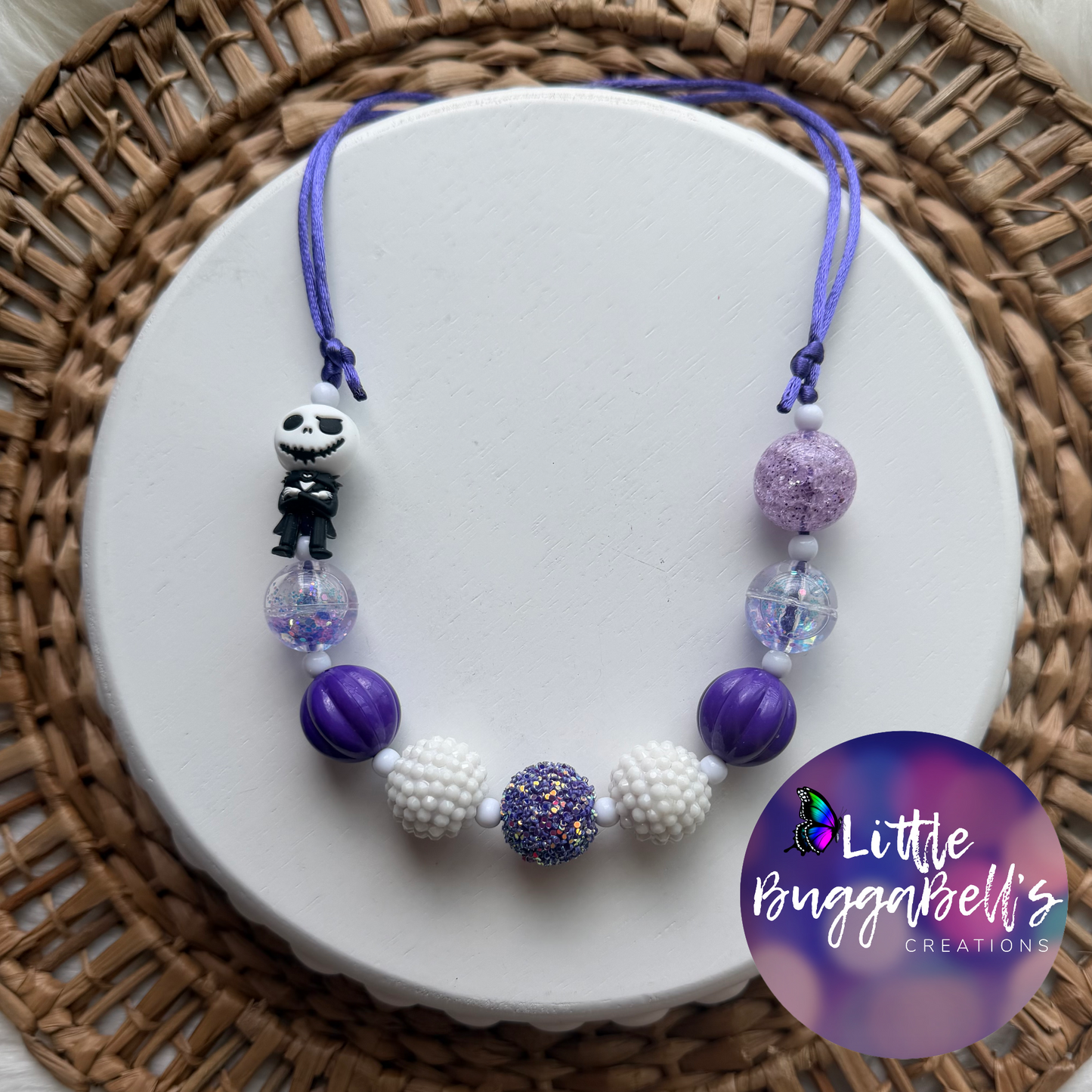 OOAK Purple Pumpkin King Adjustable Bubblegum Necklace