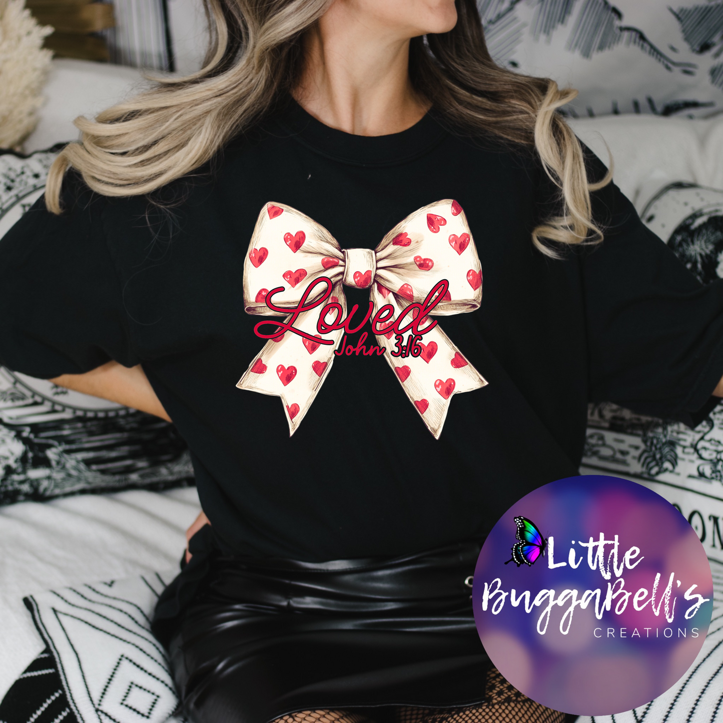 Comfort Colors Valentines Bow Shirt