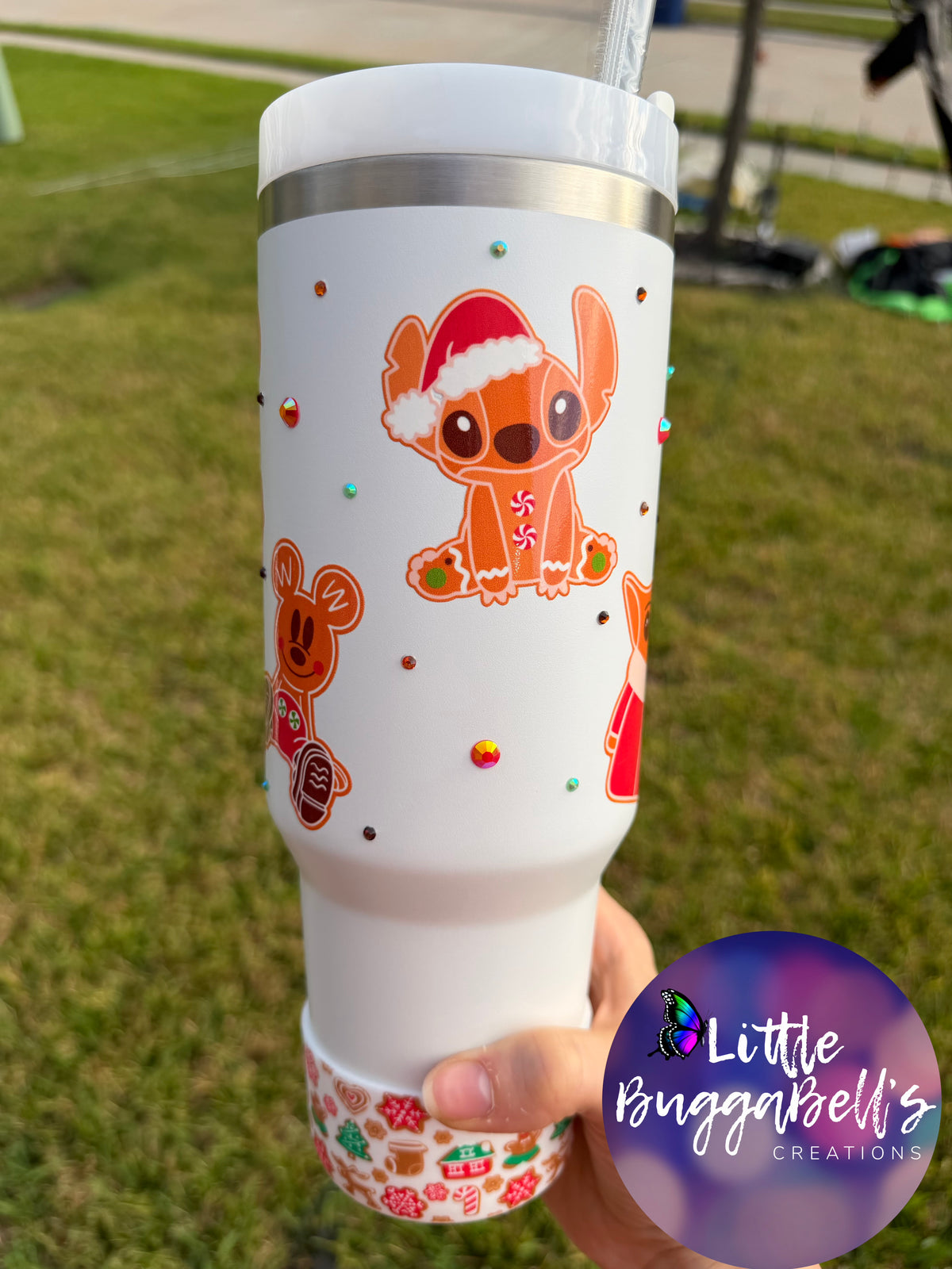 DUPE 40oz Gingerbread Characters Tumbler with handle charm and boot