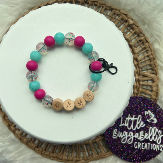 Mama Pink and Teal Wristlet