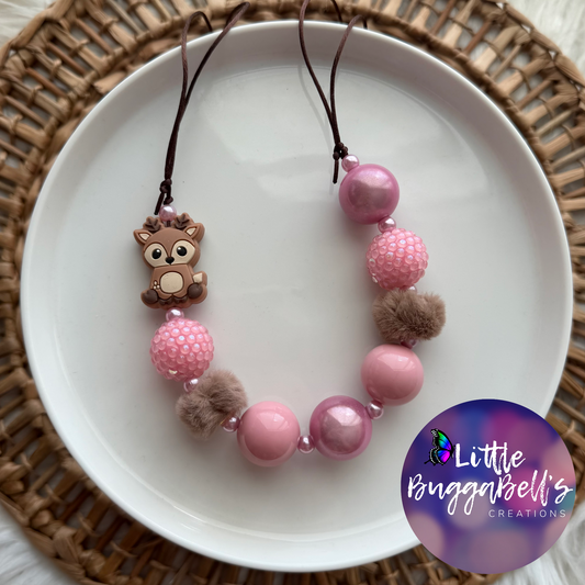Pink Reindeer Adjustable Bubblegum Necklace