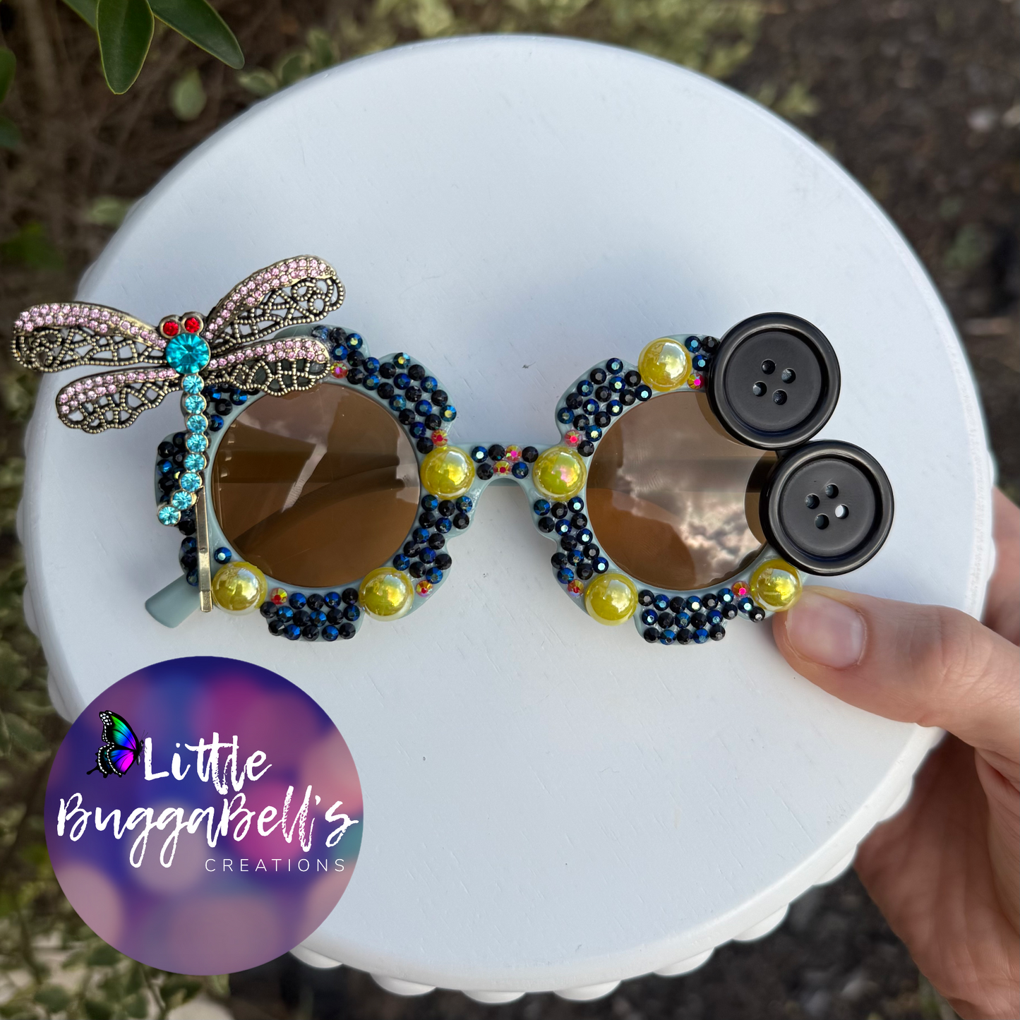 OOAK Button Girl Dragon Fly Sunnies