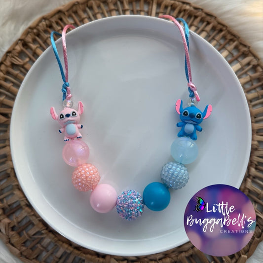 Alien and Girl Alien Adjustable Bubblegum Necklace