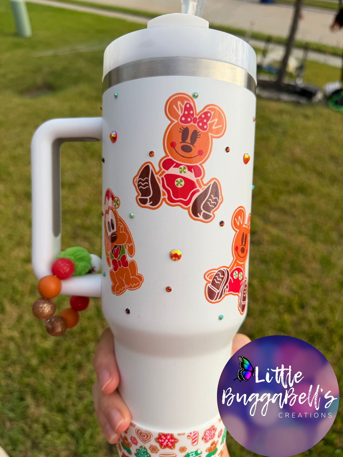 DUPE 40oz Gingerbread Characters Tumbler with handle charm and boot
