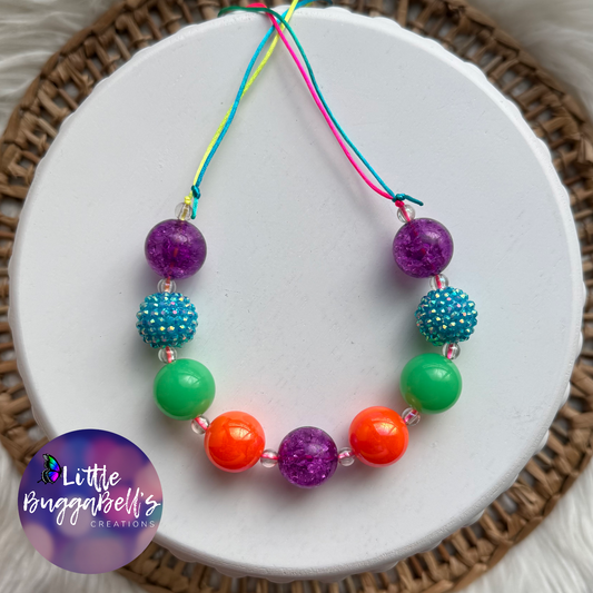 Neon Rainbow Adjustable Bubblegum Necklace