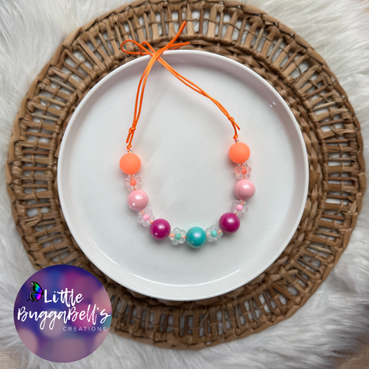 OOAK Groovy Daisies Silicone Necklace Orange