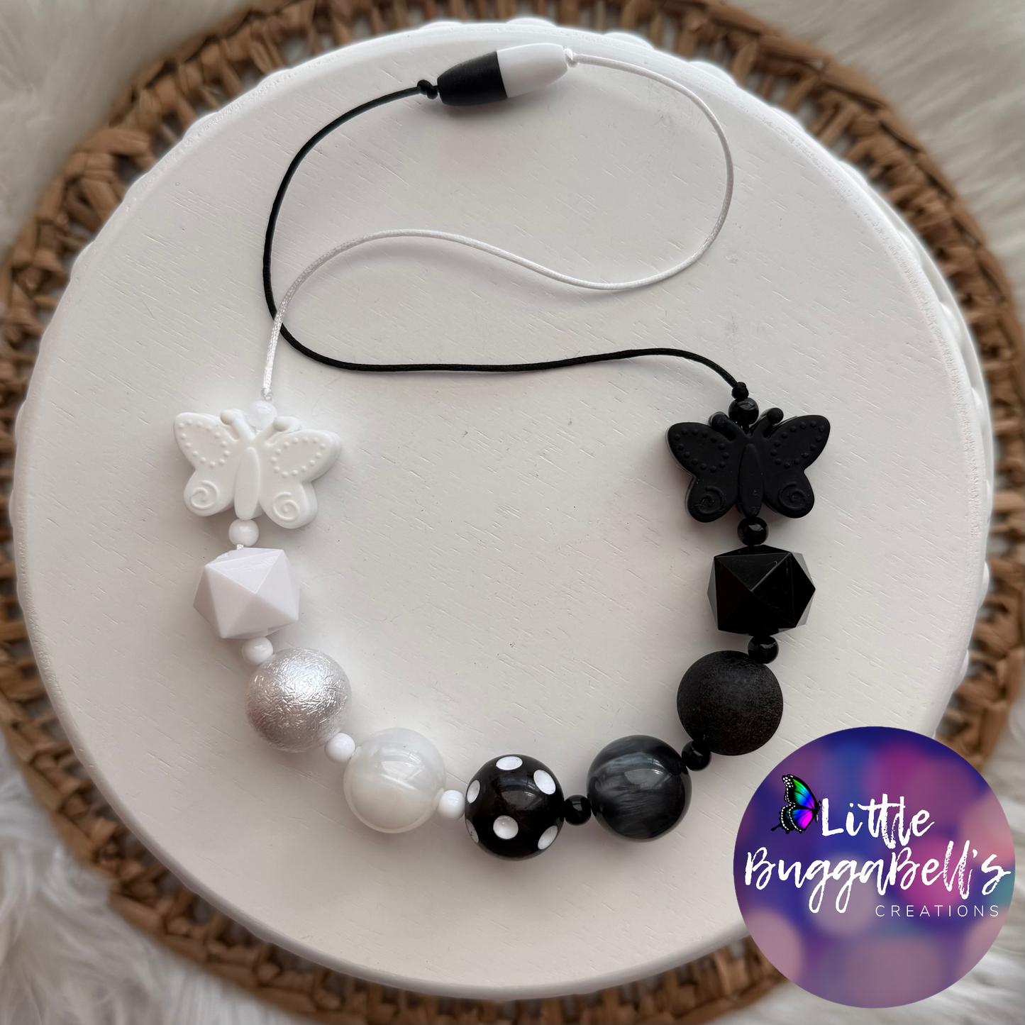 OOAK Monochrome Monarch Breakaway Necklace