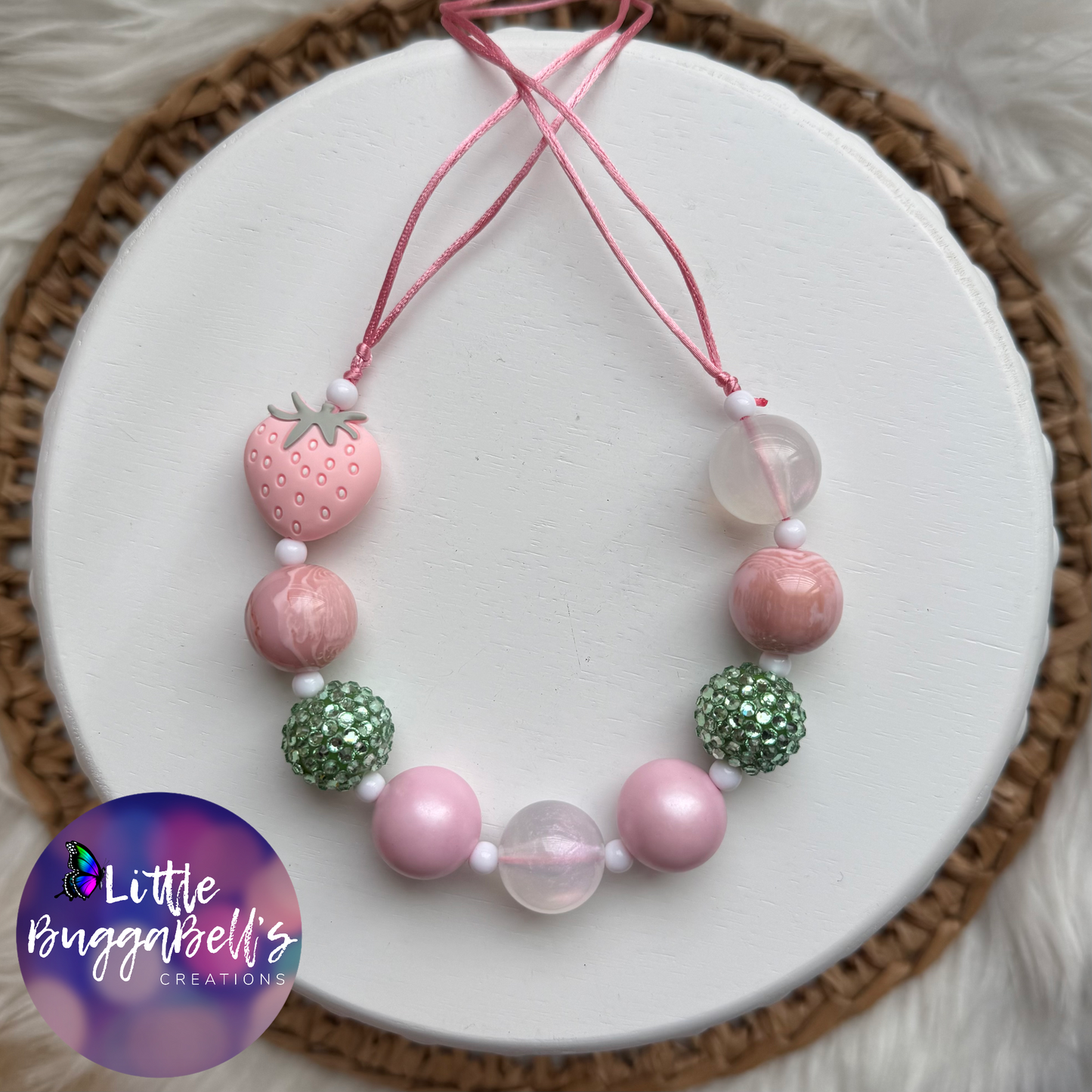 PINK OR RED Strawberry Bubblegum Adjustable Necklaces