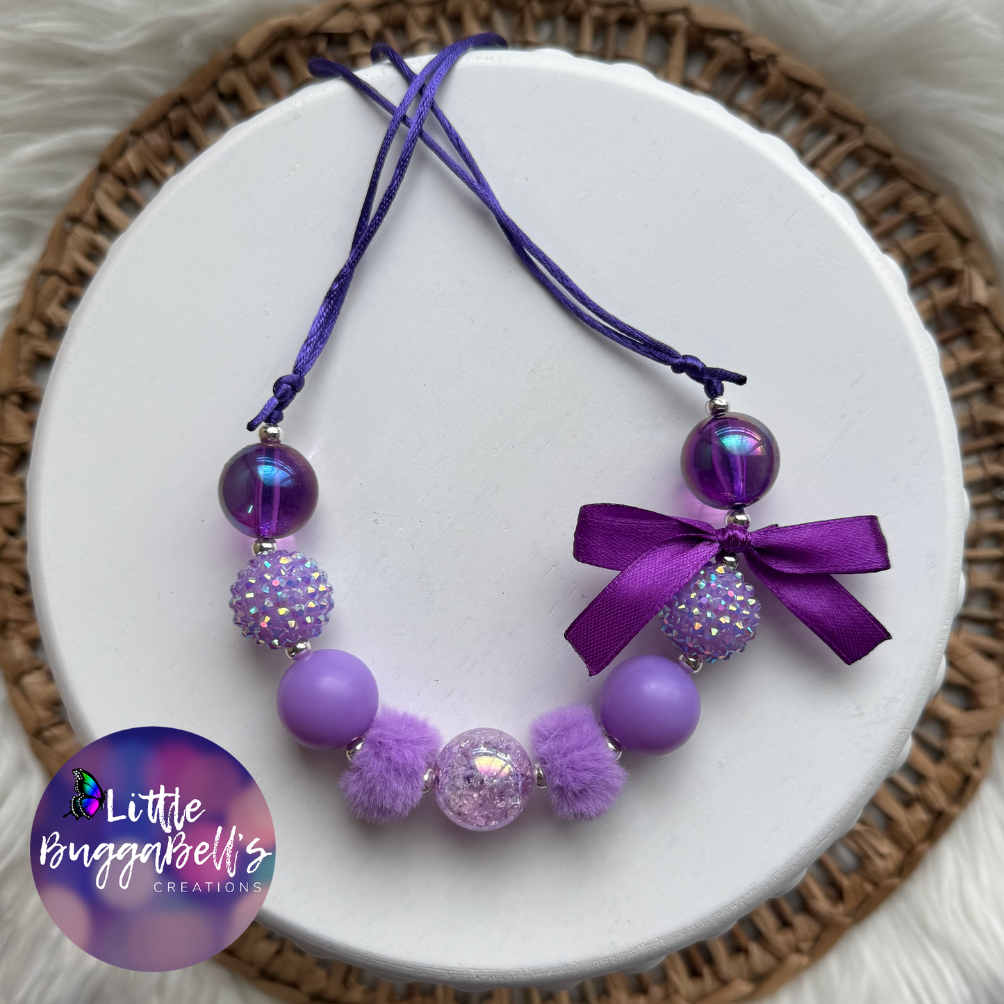 Neon Purple Adjustable Bubblegum Necklace