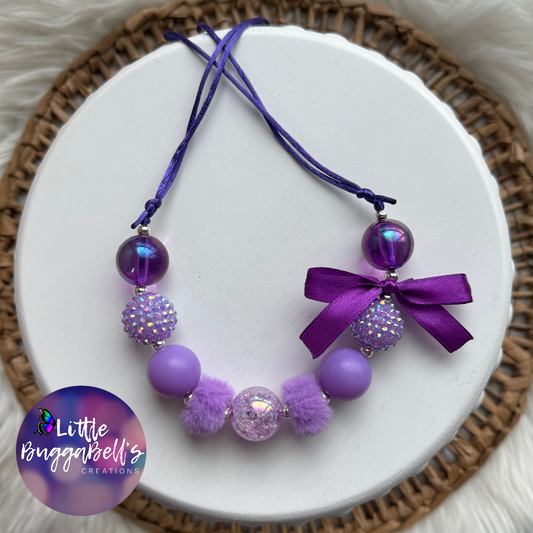 Neon Purple Adjustable Bubblegum Necklace