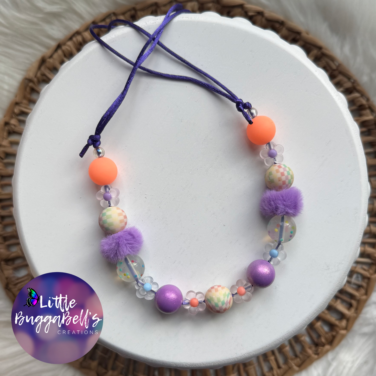 Neon Checkered Silicone Adjustable Necklace