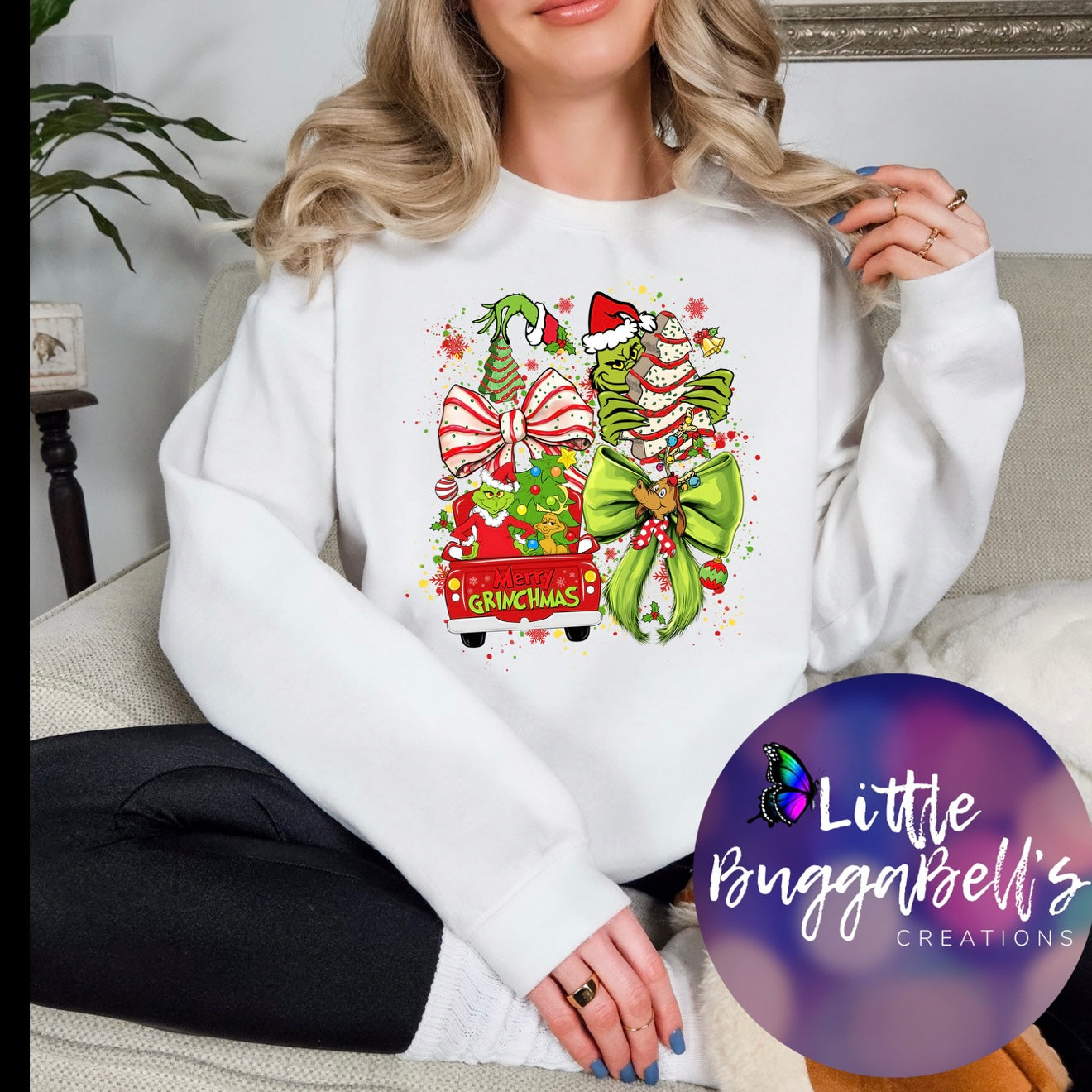 Debbie Tree Cake Green Guy Sweater