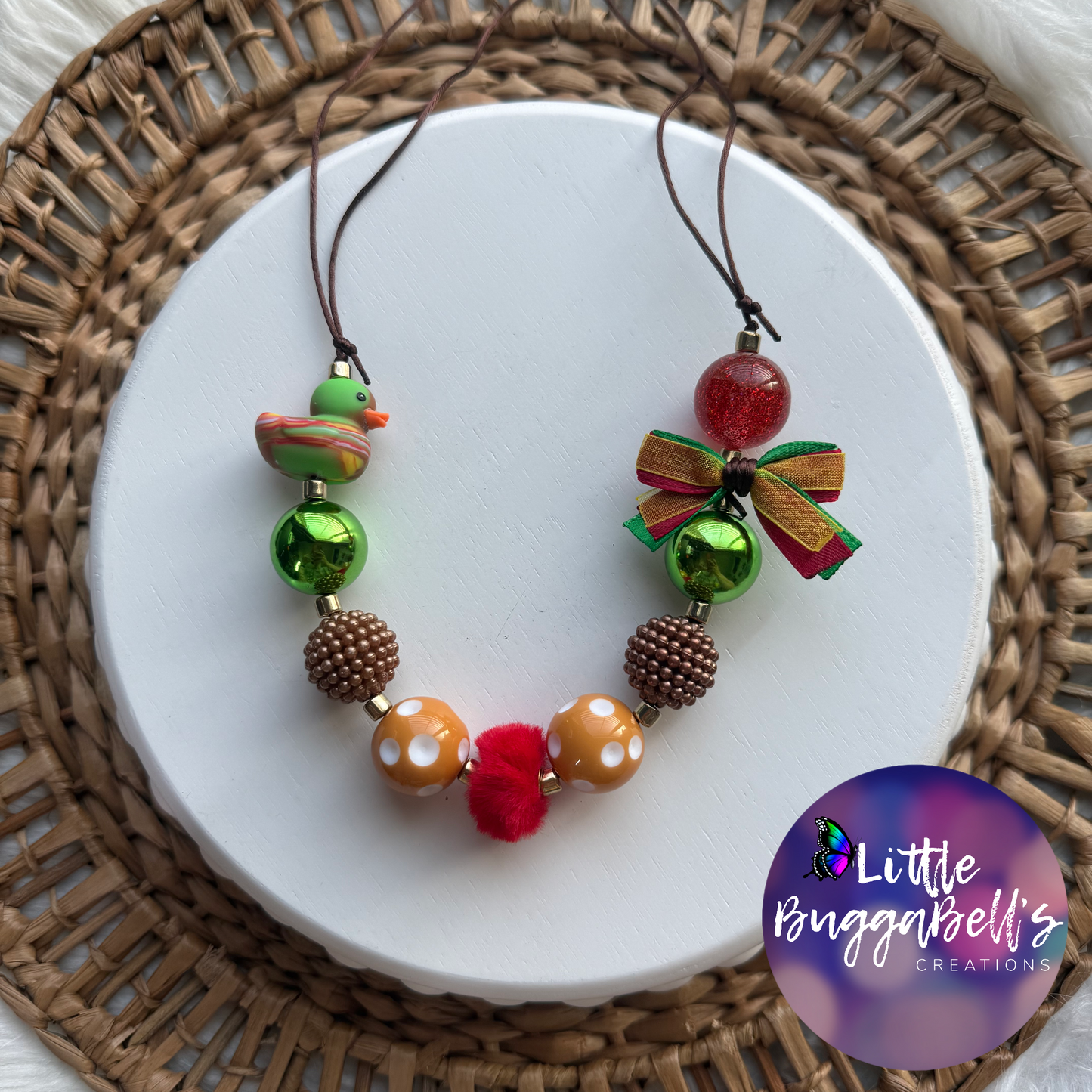 OOAK Mallard Duck Adjustable Bubblegum Necklace