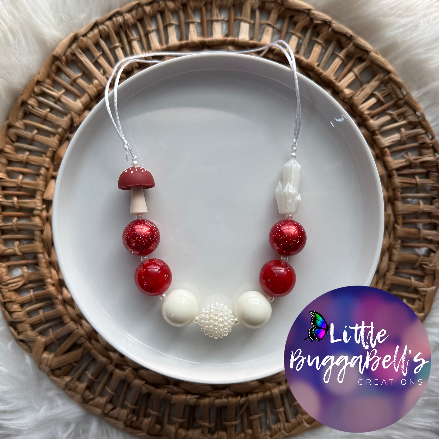 Crystal Mushie Adjustable Bubblegum Necklace