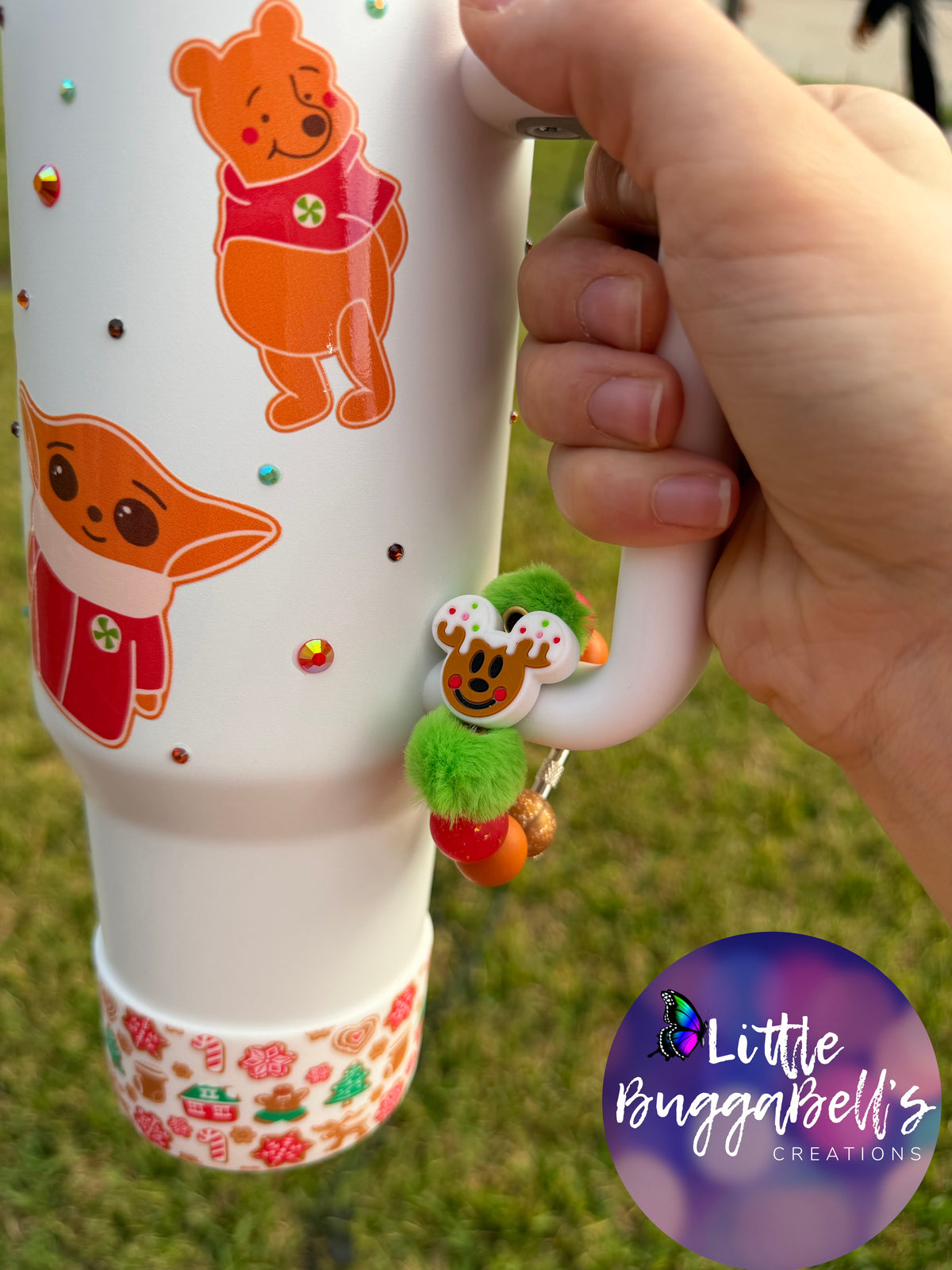 DUPE 40oz Gingerbread Characters Tumbler with handle charm and boot
