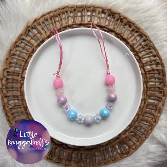 OOAK Groovy Daisies Silicone Necklace Blue