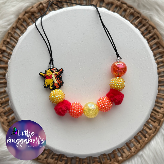 Bear and Bouncy Tiger Adjustable Bubblegum Necklace