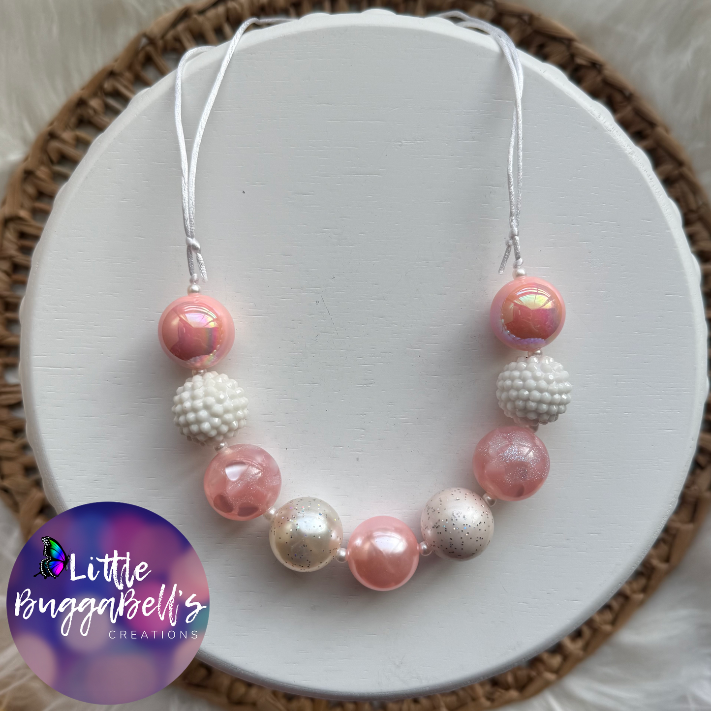 Pearly Peach Bubblegum Adjustable Necklace