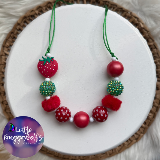 PINK OR RED Strawberry Bubblegum Adjustable Necklaces