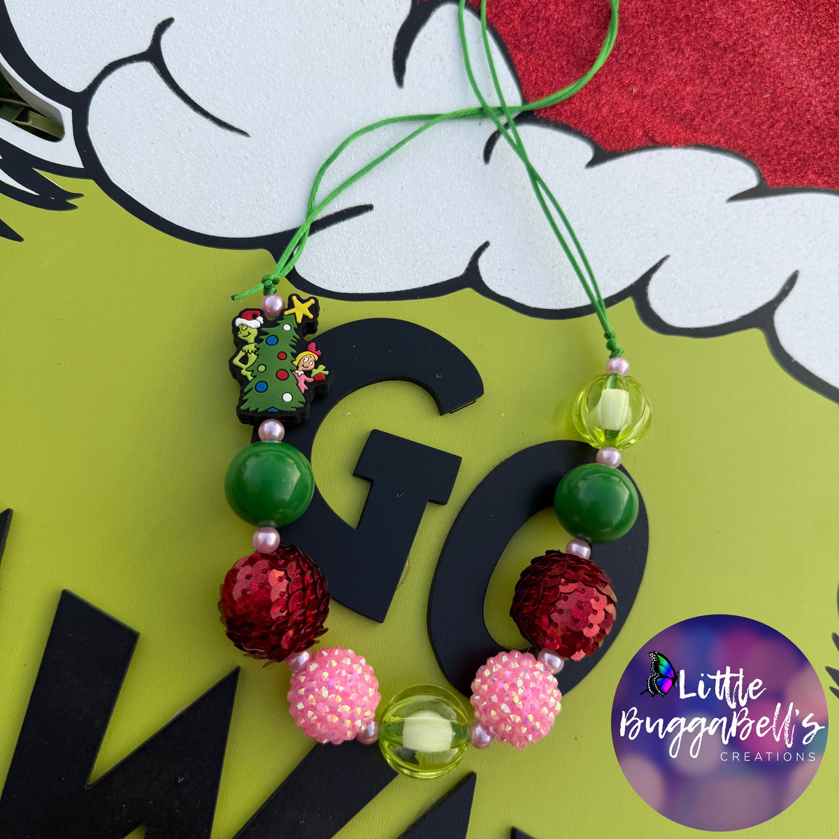 Green Guy Pink Girl Adjustable Bubblegum Necklace