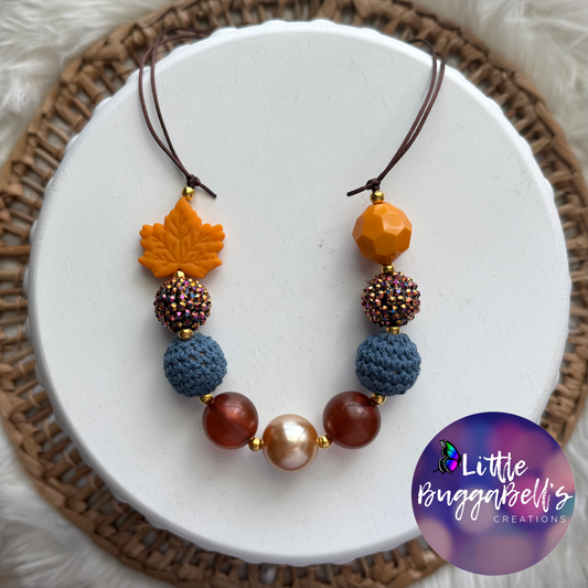 Orange Leaf Acrylic Bubblegum Adjustable Necklace